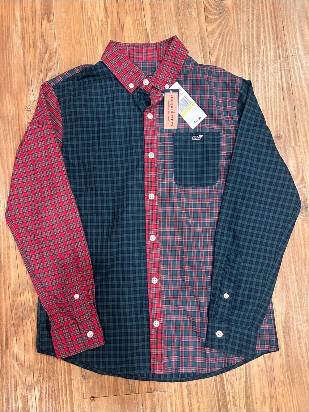 Vineyard Vines Kids Red & Green Plaid Button-Down Shirt